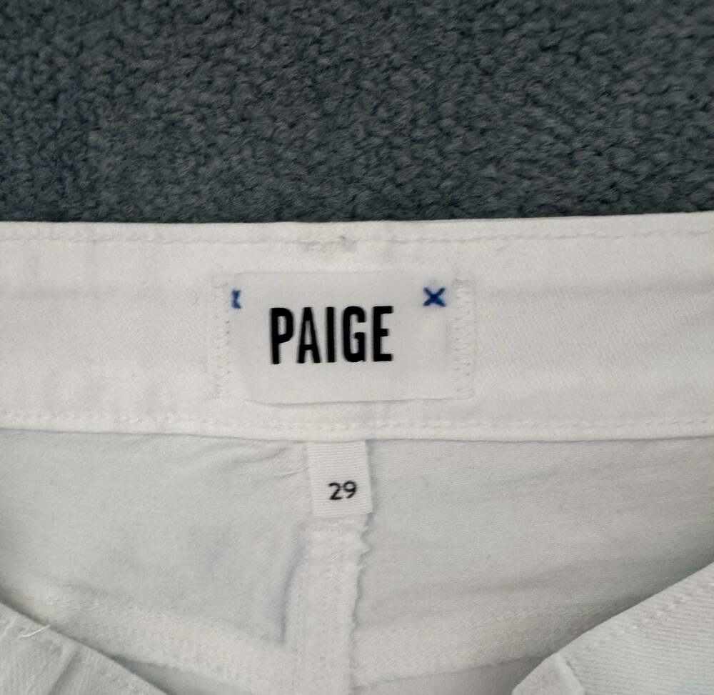 PAIGE Anessa High Rise Wide Leg Cropped Ankle Raw Hem Jeans in White 29 - Picture 8 of 9